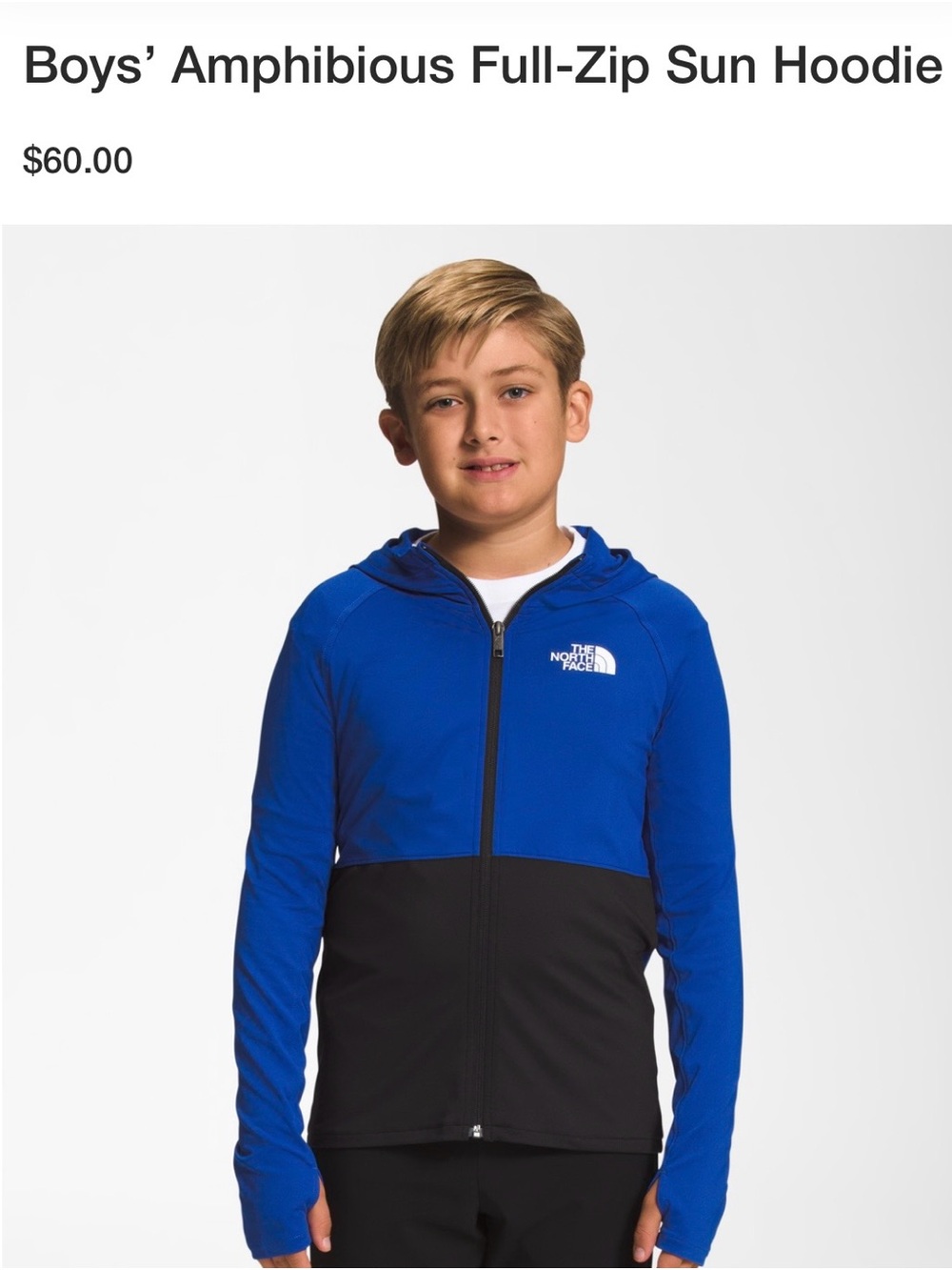 The North Face Black and White Boys' Size Chart Graphic